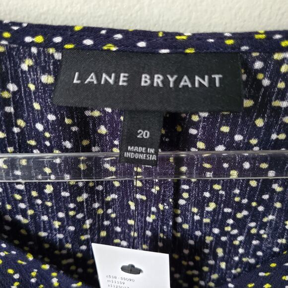 Lane Bryant Navy Yellow Dot Top Blouse 20 Career Classic Casual Relaxed Summer - Picture 4 of 10